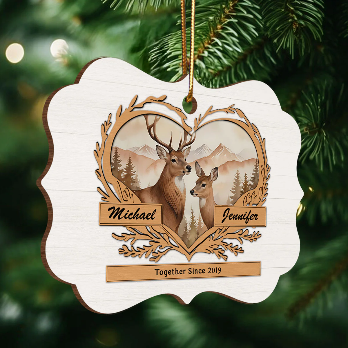God Gave Me You Deer Love Personalized Wooden Ornament, Heartfelt Christmas Gift For Girlfriend Boyfriend Husband Wife, Gift For The Couple - Image 4