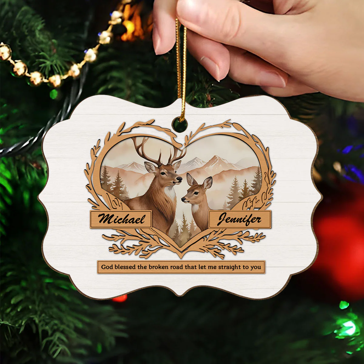 God Gave Me You Deer Love Personalized Wooden Ornament, Heartfelt Christmas Gift For Girlfriend Boyfriend Husband Wife, Gift For The Couple - Image 5