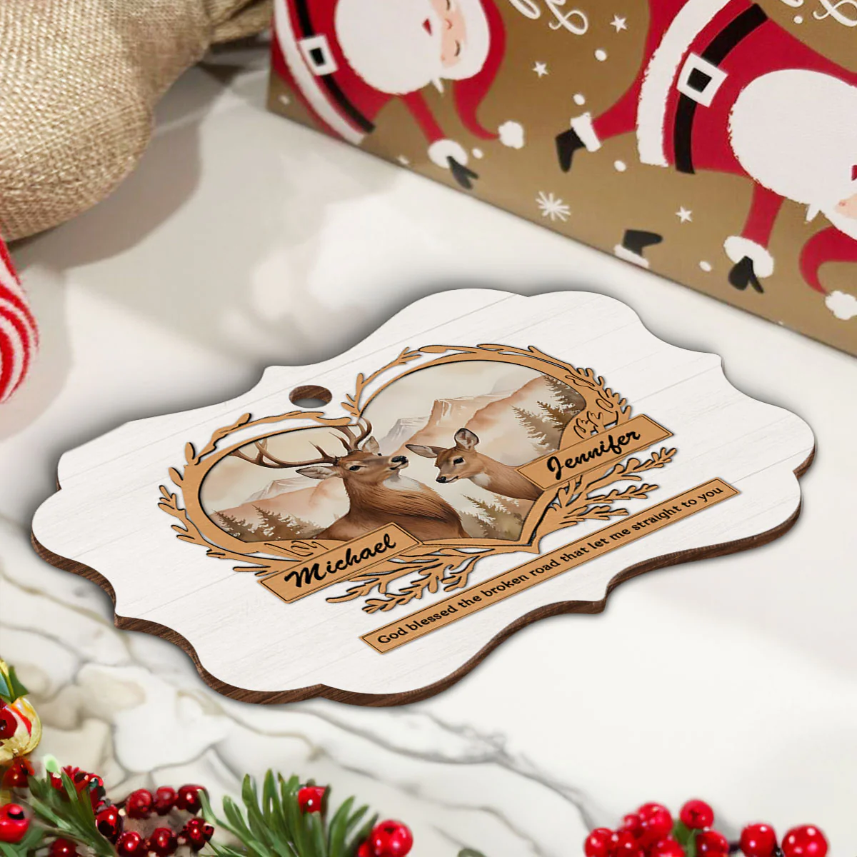 God Gave Me You Deer Love Personalized Wooden Ornament, Heartfelt Christmas Gift For Girlfriend Boyfriend Husband Wife, Gift For The Couple - Image 6