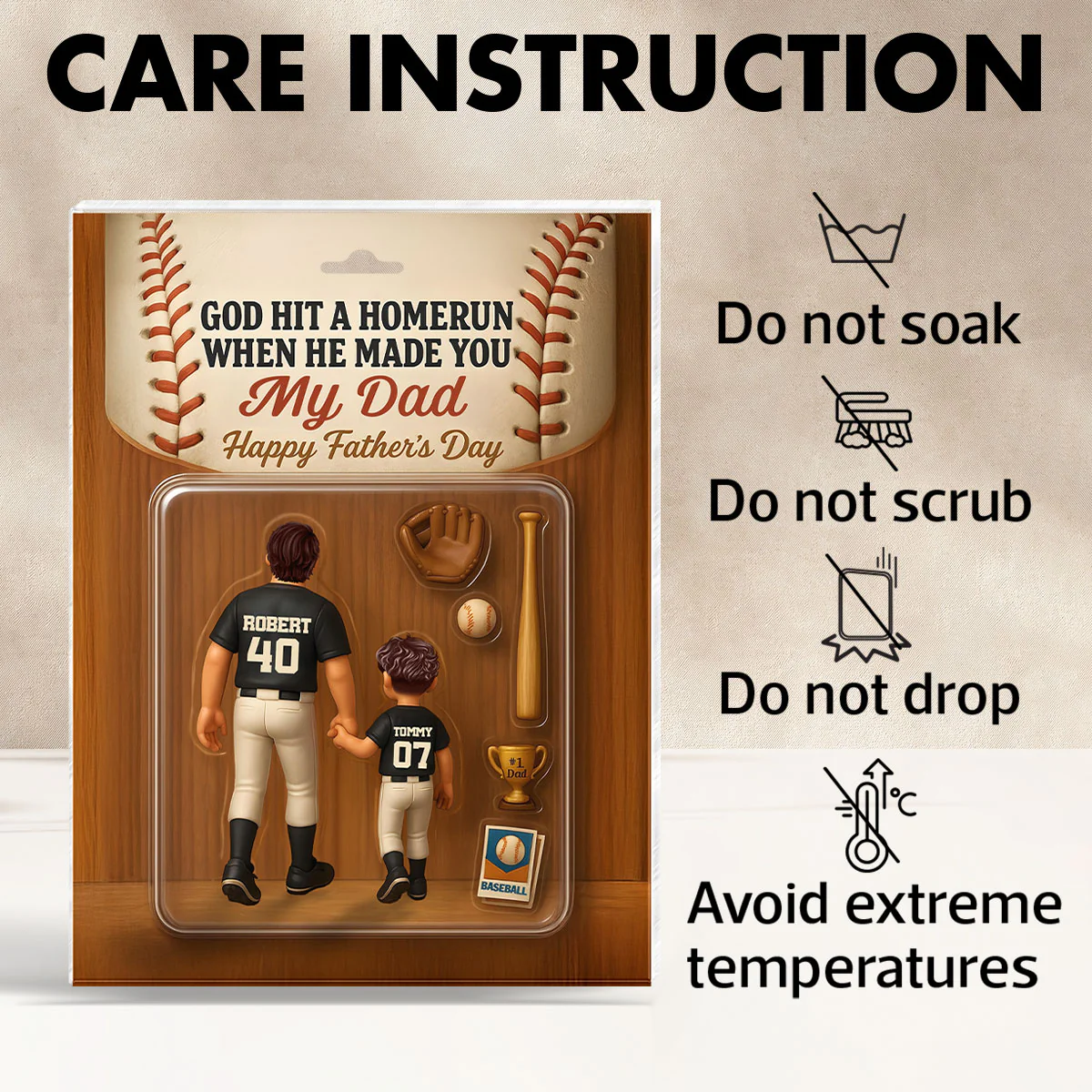 God Hit A Home Run When He Made You Our Dad Custom Action Figure Personalized Acrylic Block Plaque,  Gift for Baseball Dad - Image 10
