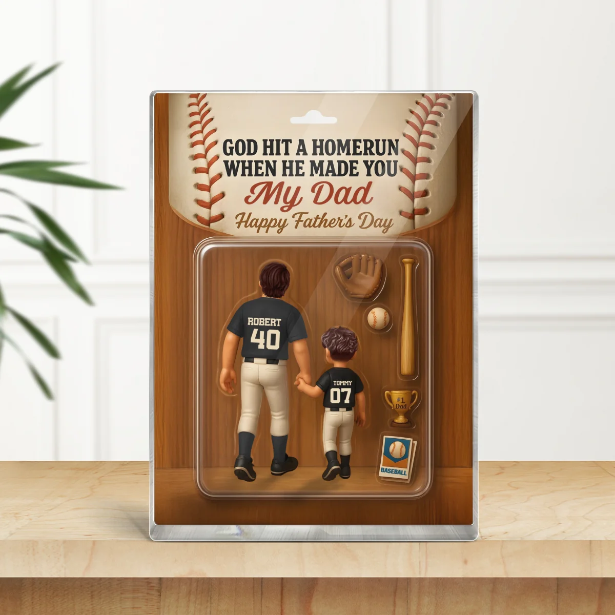 God Hit A Home Run When He Made You Our Dad Custom Action Figure Personalized Acrylic Block Plaque,  Gift for Baseball Dad - Image 11