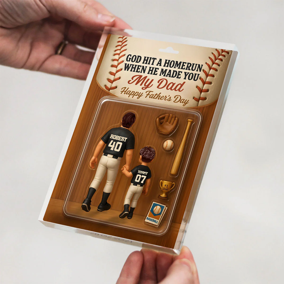 God Hit A Home Run When He Made You Our Dad Custom Action Figure Personalized Acrylic Block Plaque,  Gift for Baseball Dad - Image 7