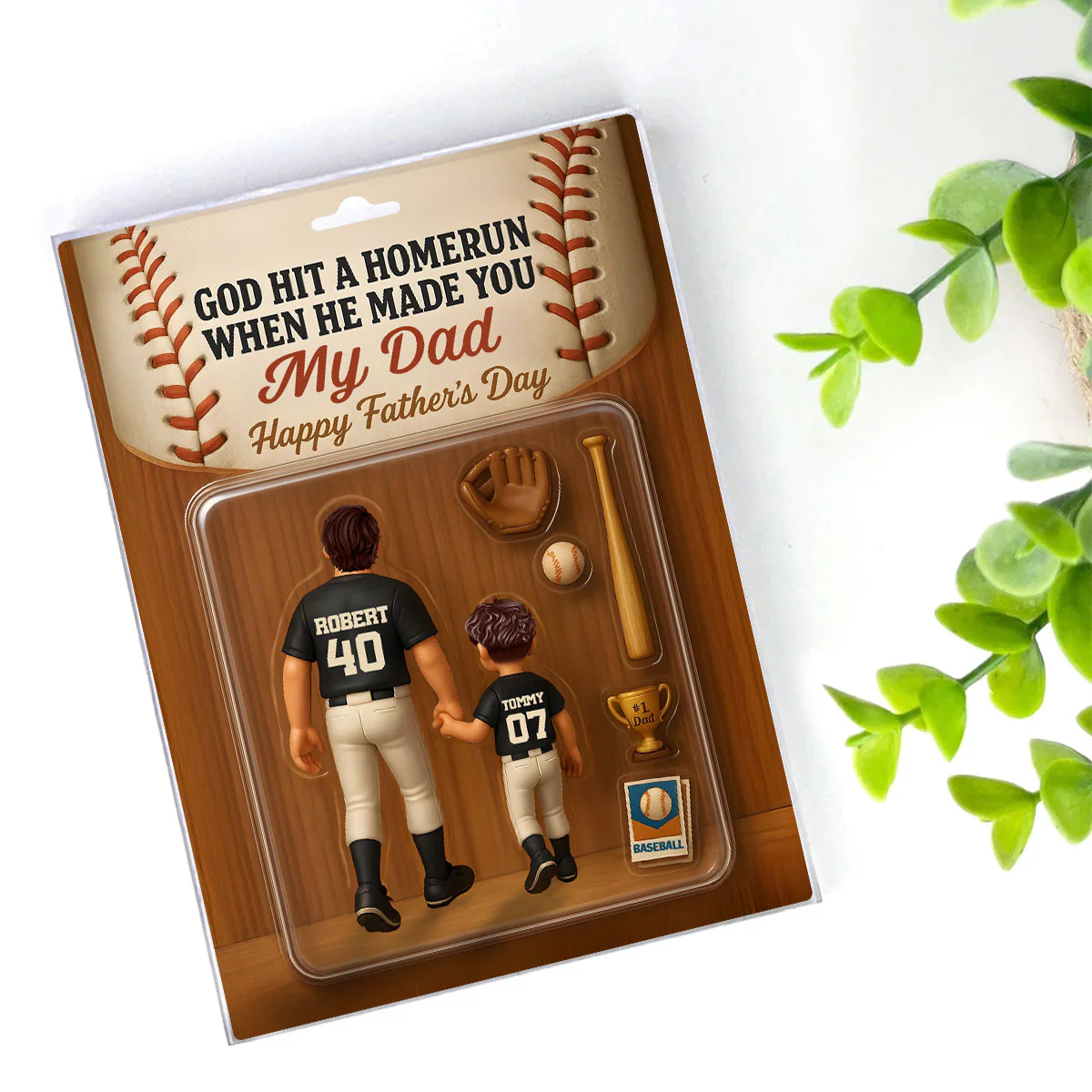 God Hit A Home Run When He Made You Our Dad Custom Action Figure Personalized Acrylic Block Plaque,  Gift for Baseball Dad - Image 8