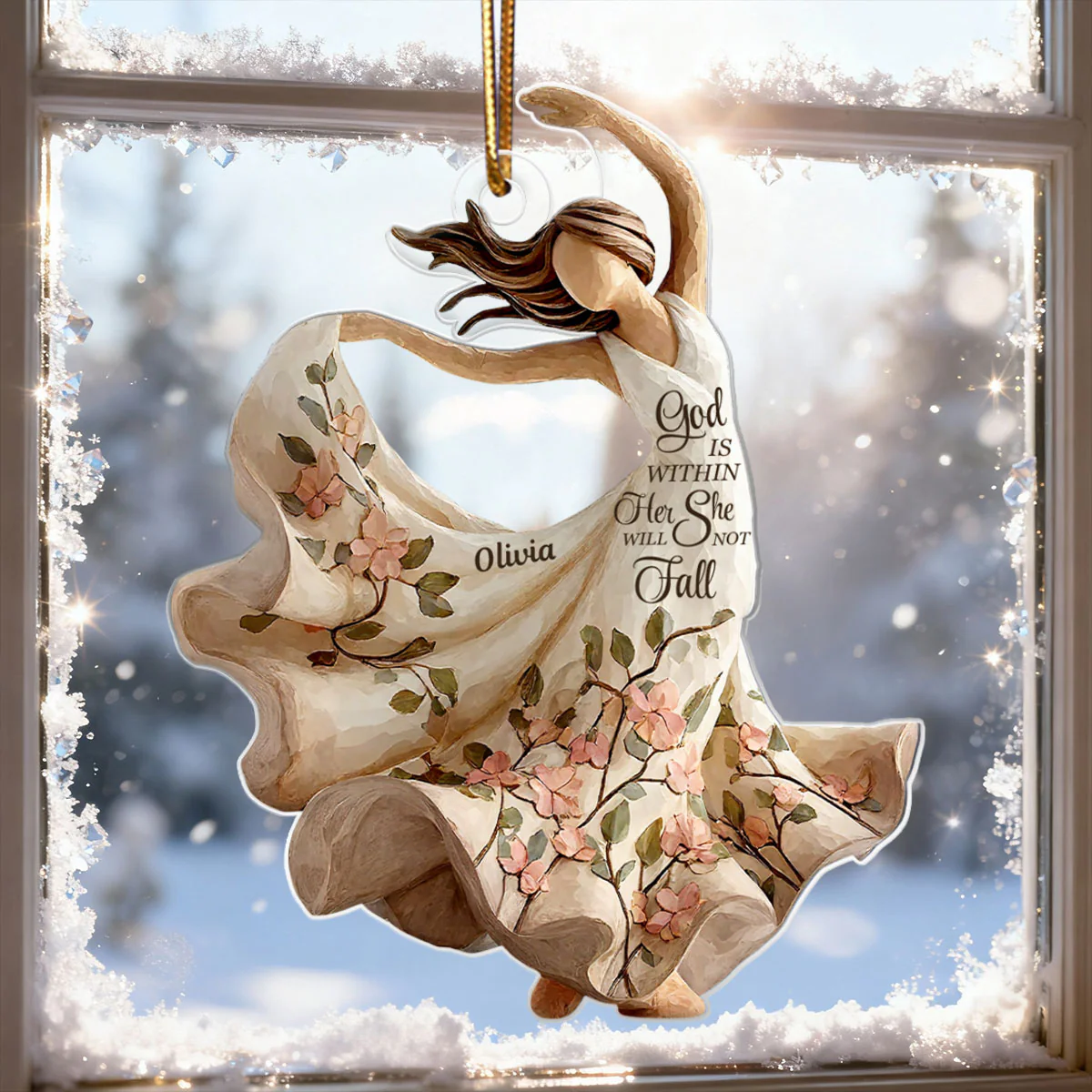 God Is Within Her She Will Not Fall Wooden Figurine - Personalized Acrylic Ornament - Christmas Gift For Her, Mom, Grandma - Image 3