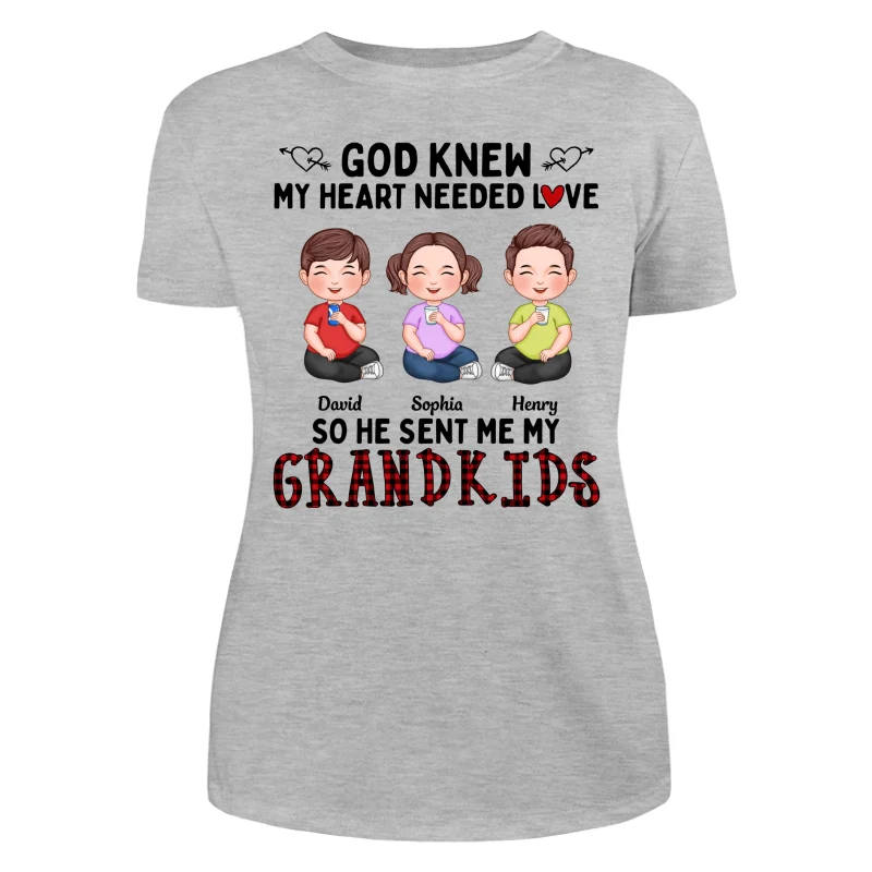 God Knew My Heart Needed Love Cute Grandkids Sitting Personalized Shirt - Image 10