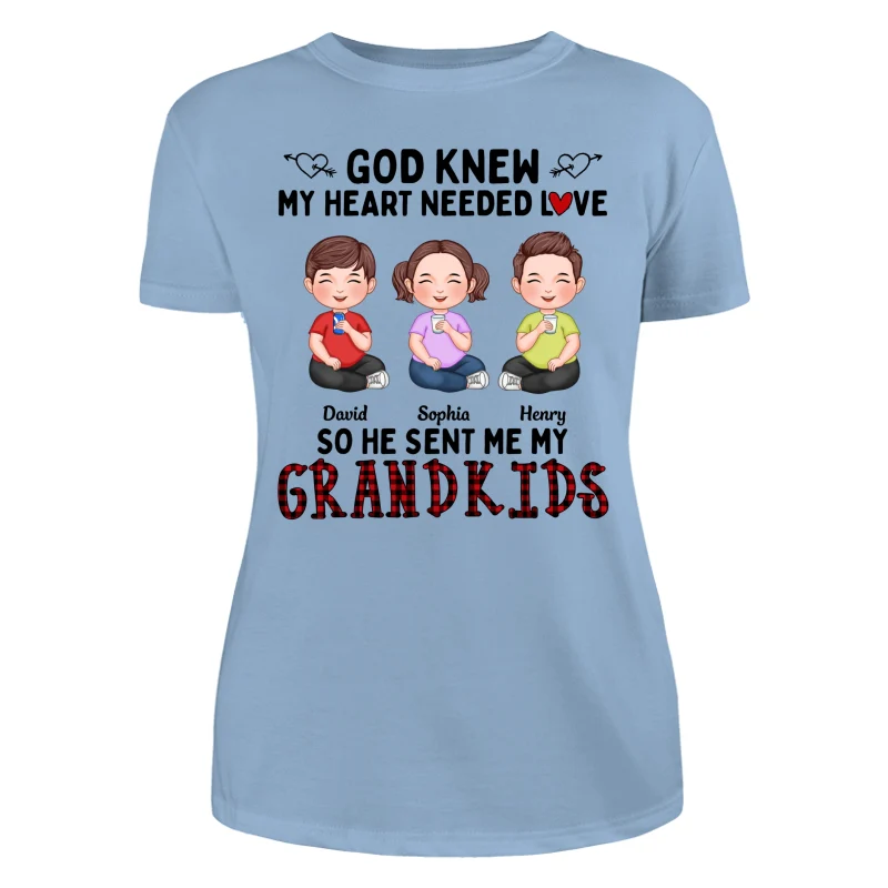 God Knew My Heart Needed Love Cute Grandkids Sitting Personalized Shirt - Image 12