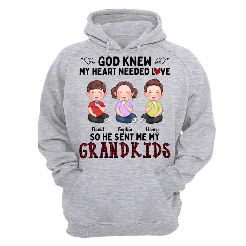 God Knew My Heart Needed Love Cute Grandkids Sitting Personalized Shirt - Image 14