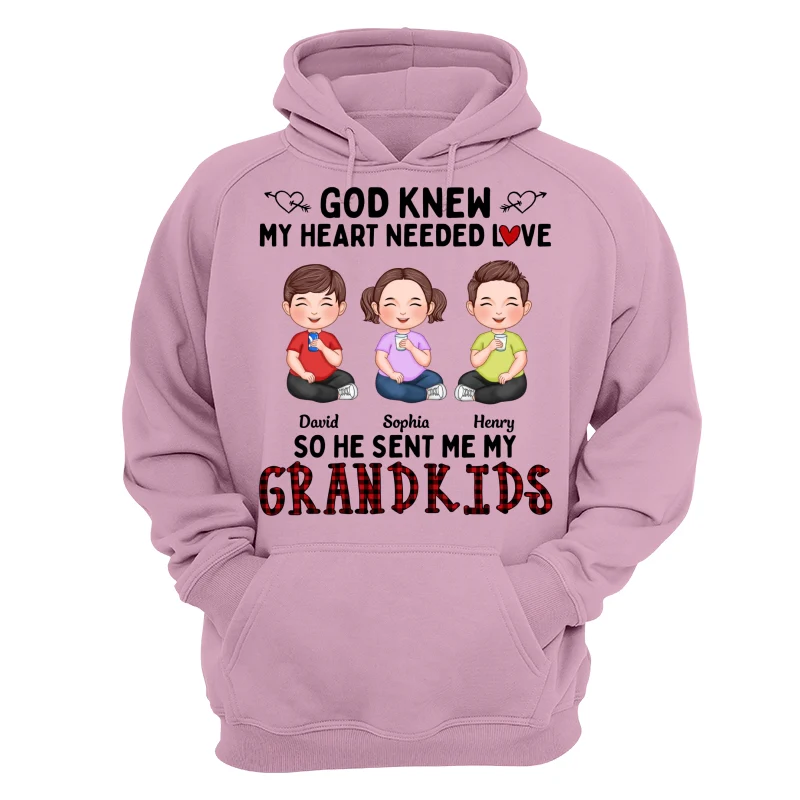 God Knew My Heart Needed Love Cute Grandkids Sitting Personalized Shirt - Image 15