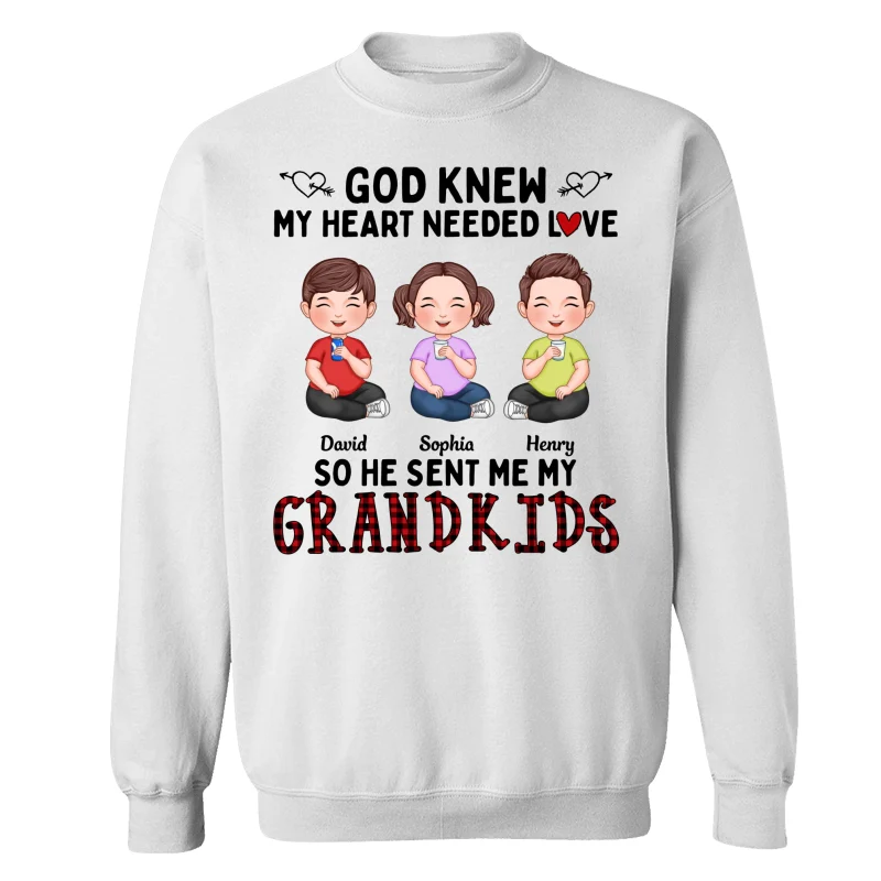 God Knew My Heart Needed Love Cute Grandkids Sitting Personalized Shirt - Image 17