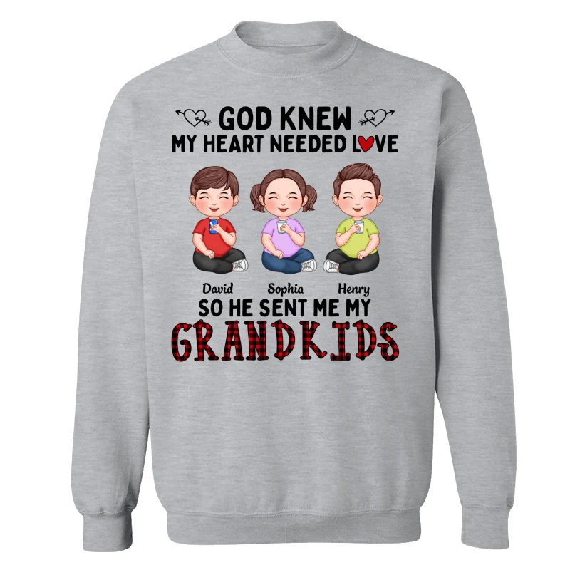 God Knew My Heart Needed Love Cute Grandkids Sitting Personalized Shirt - Image 18