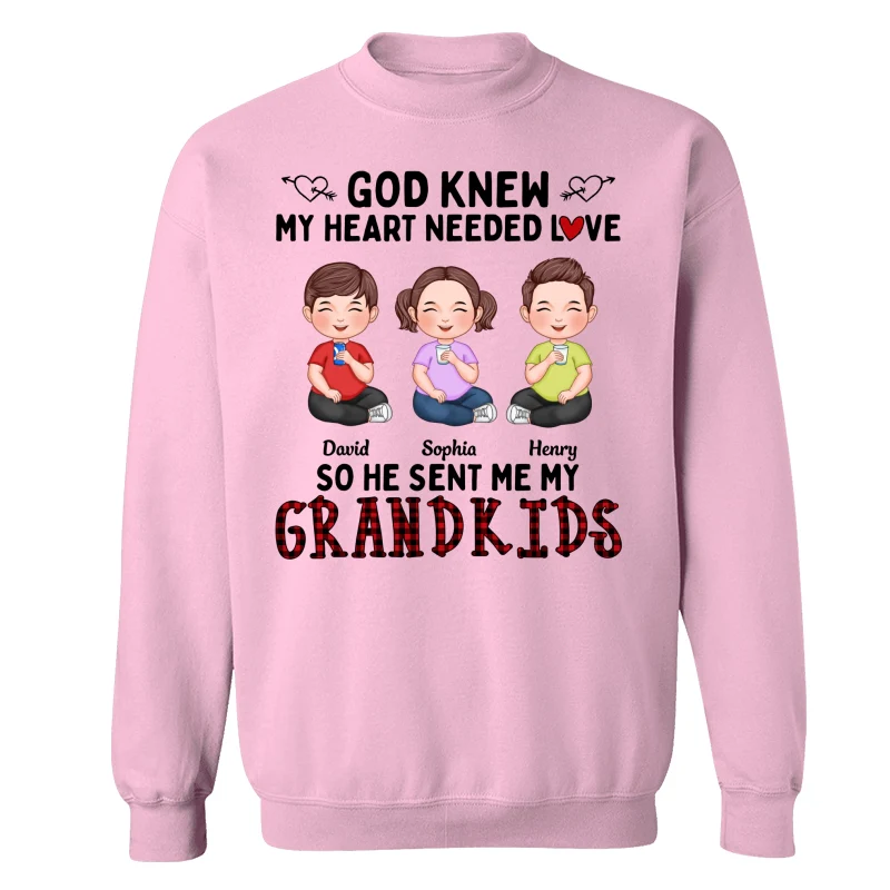 God Knew My Heart Needed Love Cute Grandkids Sitting Personalized Shirt - Image 19