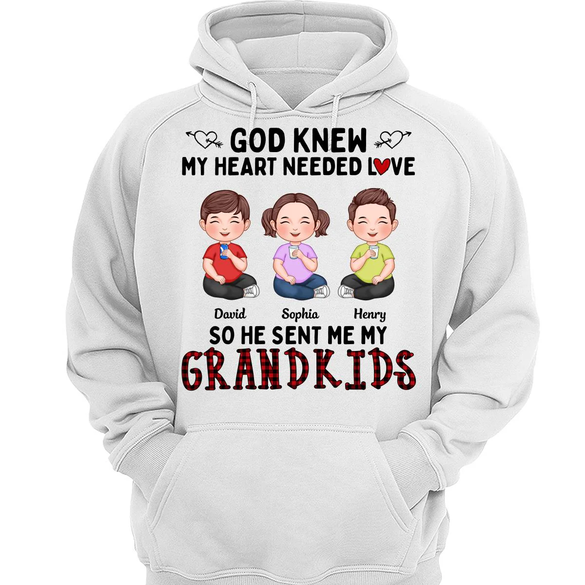 God Knew My Heart Needed Love Cute Grandkids Sitting Personalized Shirt - Image 3