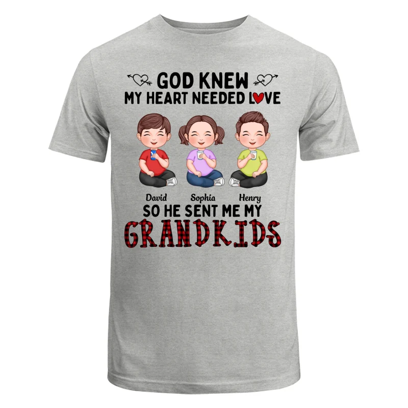 God Knew My Heart Needed Love Cute Grandkids Sitting Personalized Shirt - Image 6