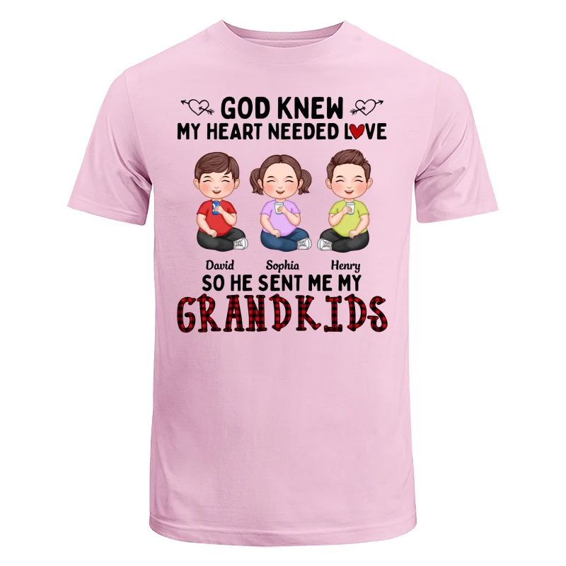 God Knew My Heart Needed Love Cute Grandkids Sitting Personalized Shirt - Image 7