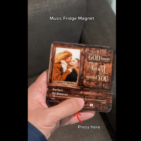 God Knew My Heart Needed You Couple Upload Photo Personalized Music Fridge Magnet, Heartfelt Gift For Couple, For Him, For Her, Boyfriend, Girlfriend, Husband, Wife - Image 2