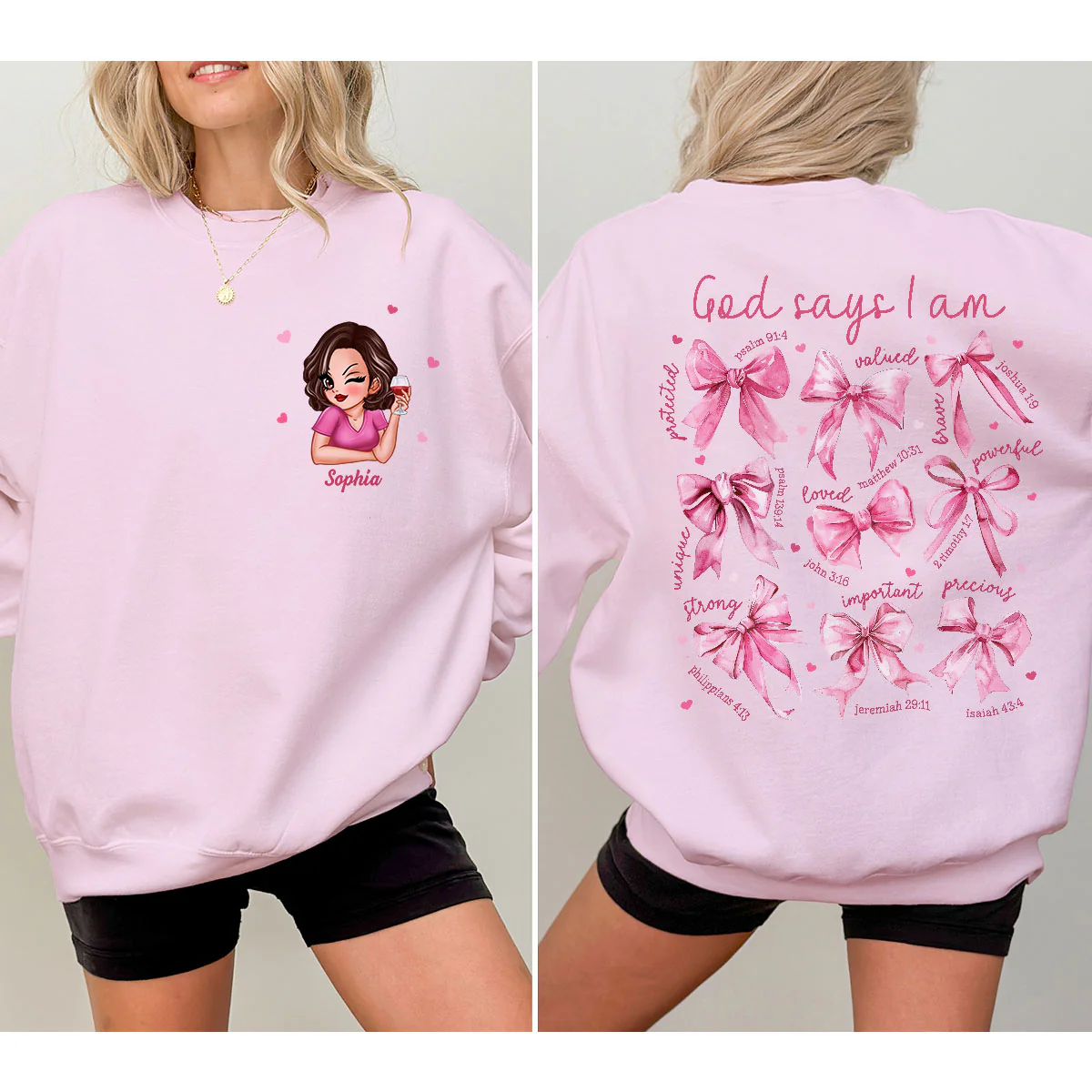 God Says I Am Coquette Gift For Yourself Personalized Double Sided Sweatshirt - Image 2