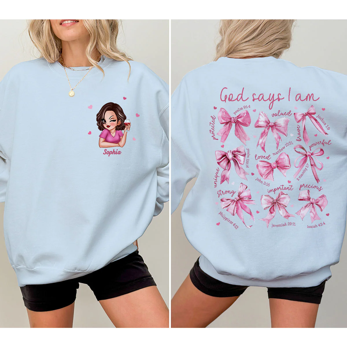 God Says I Am Coquette Gift For Yourself Personalized Double Sided Sweatshirt - Image 3