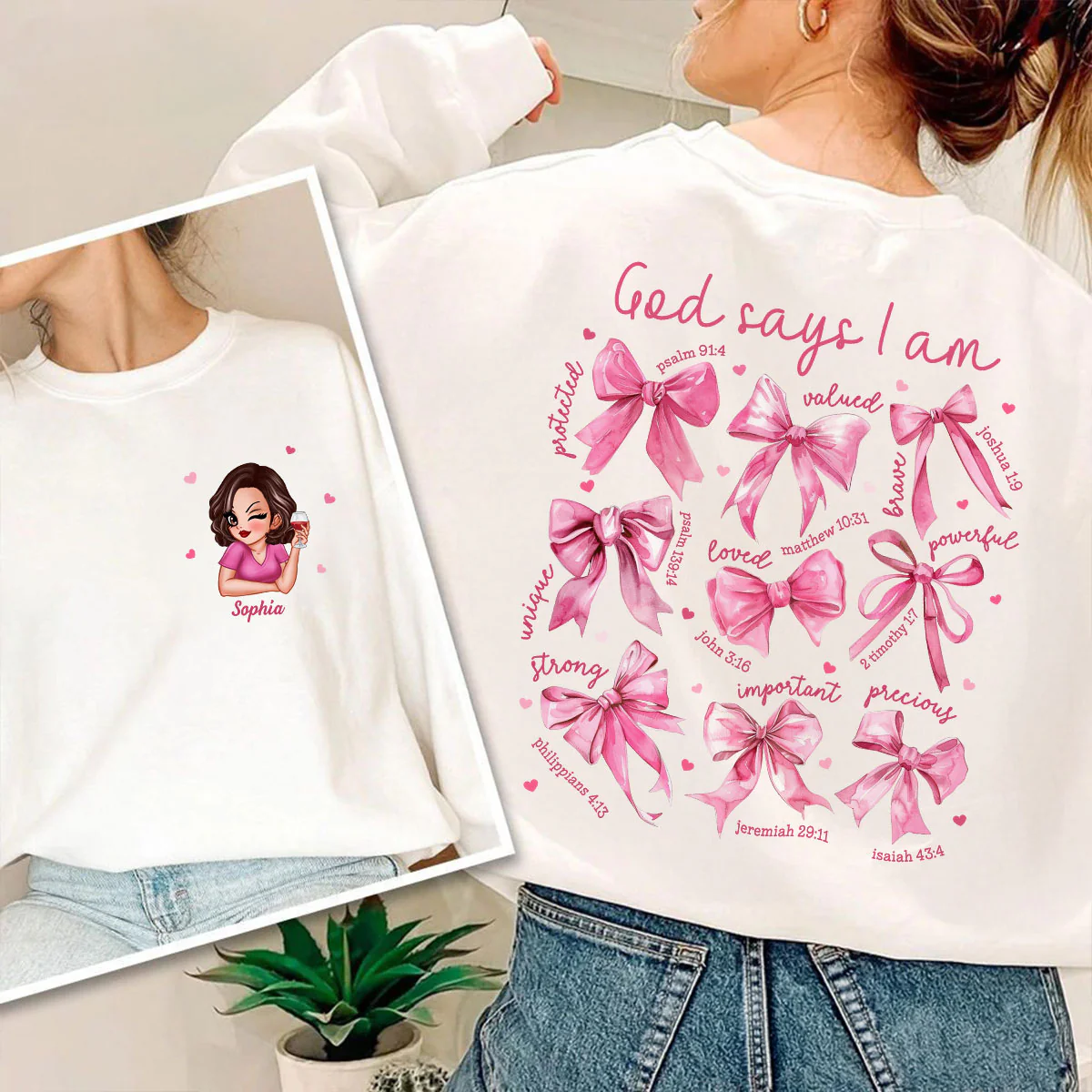 God Says I Am Coquette Gift For Yourself Personalized Double Sided Sweatshirt - Image 7