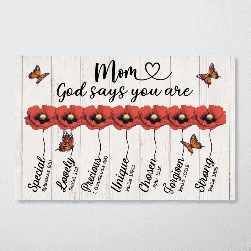 God Says You Are Gift For Mom Grandma Personalized Horizontal Poster - Image 6