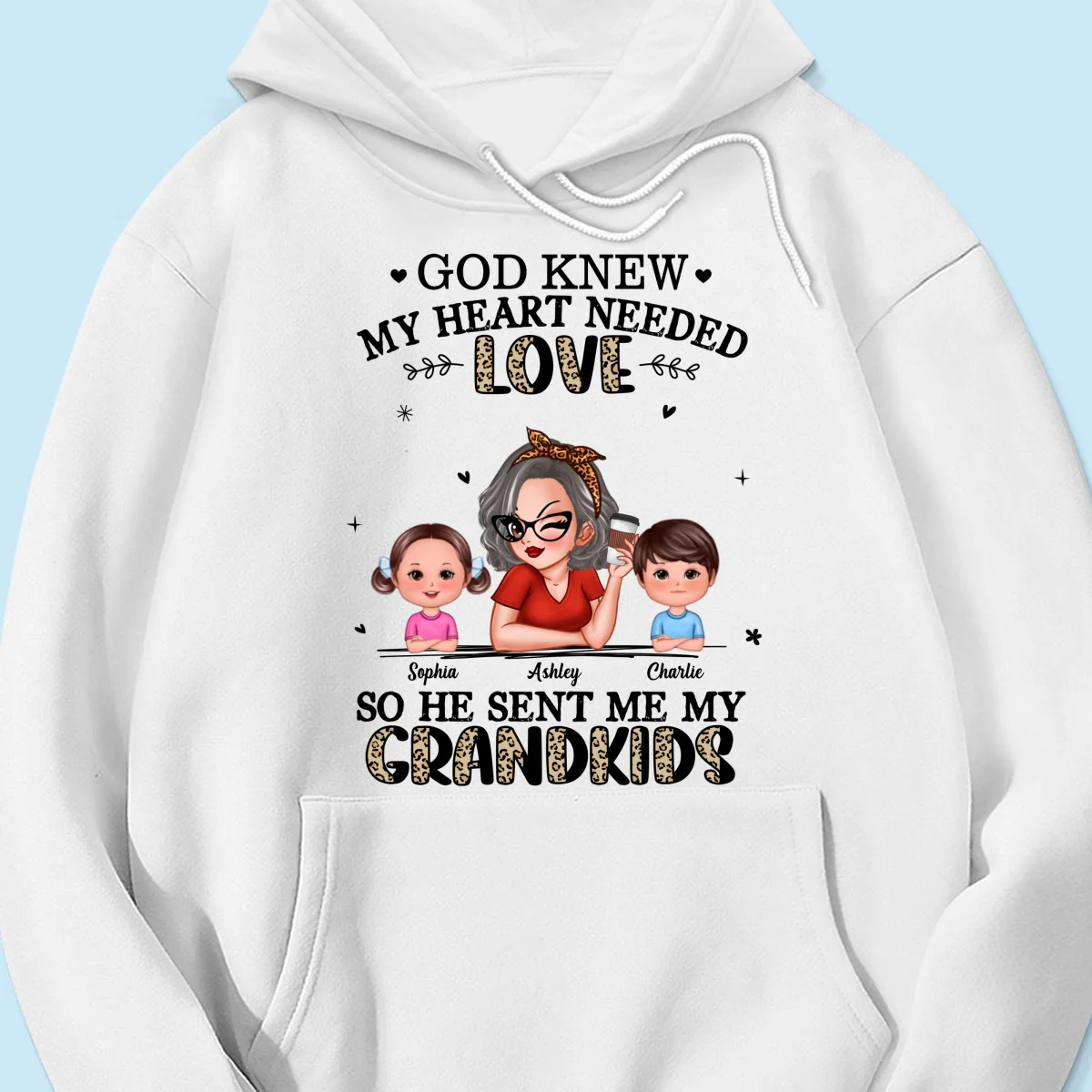 God Sent Me My Grandkids Half Leopard Gift For Grandma Personalized Shirt - Image 9