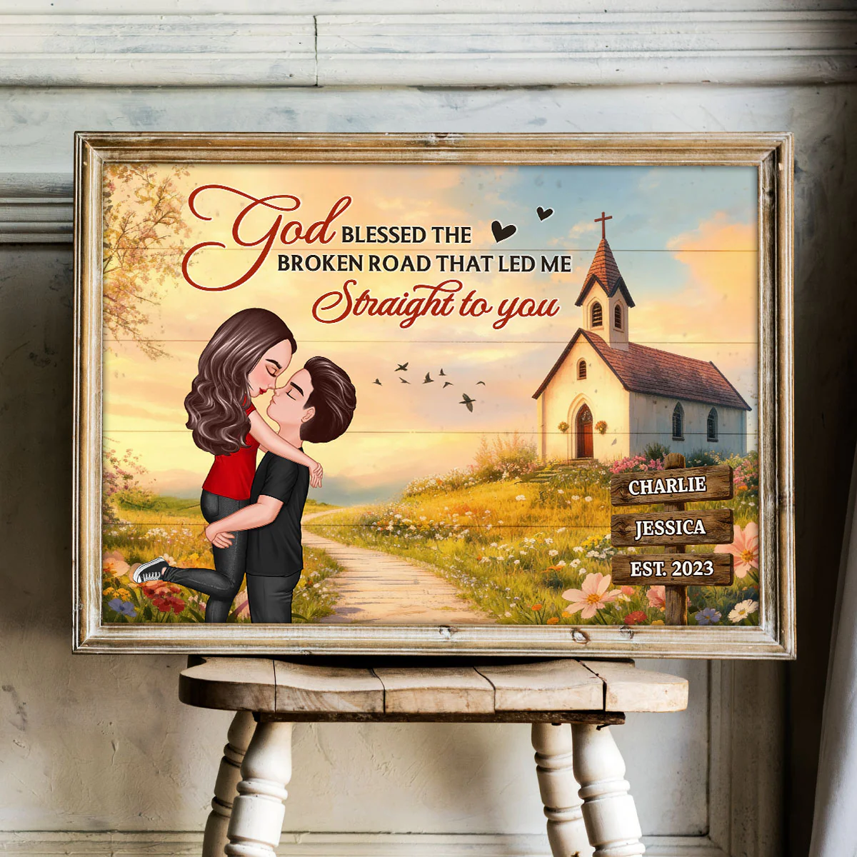 God Wrote Our Love Story Christian Couple Decor - Personalized Poster - Heartfelt Valentine, Anniversary Gift For Him, For Her, For Wife, For Husband - Image 5