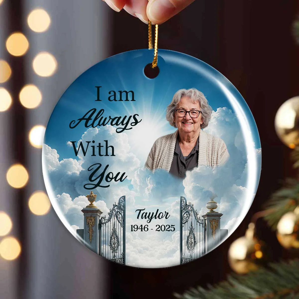 Golden Gate to Heaven Memorial Personalized Ceramic Ornament, Sympathy Remembrance Keepsake - Image 4