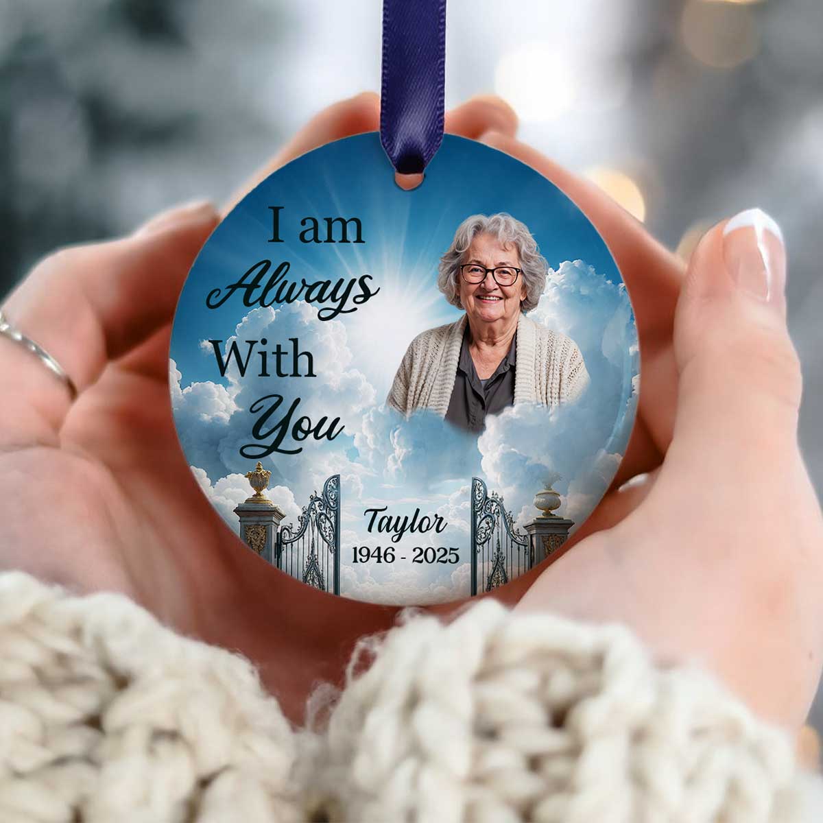 Golden Gate to Heaven Memorial Personalized Ceramic Ornament, Sympathy Remembrance Keepsake - Image 5