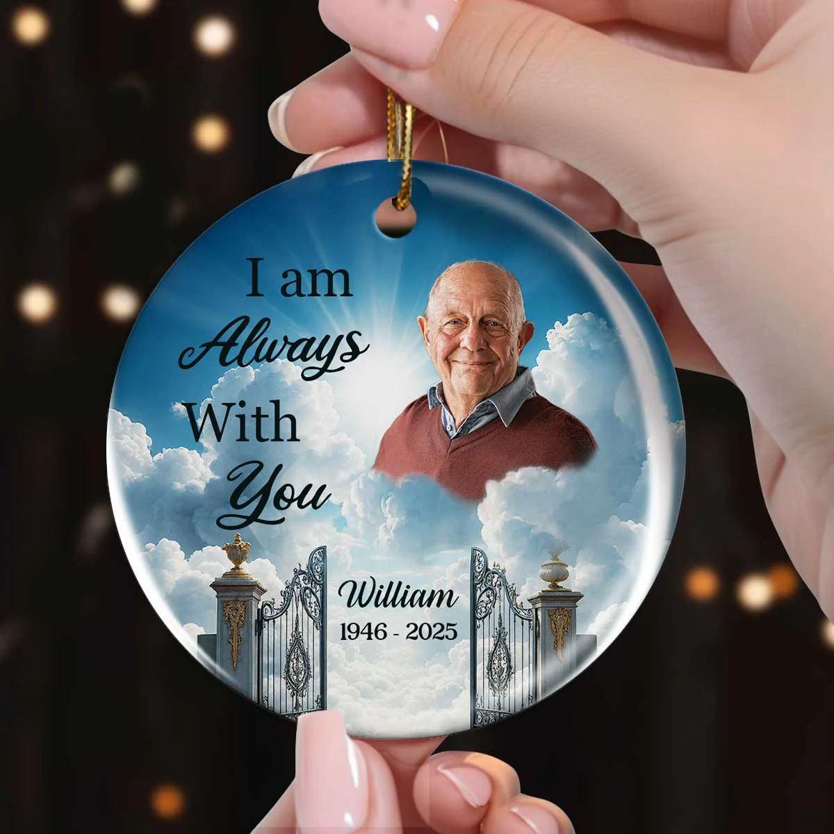 Golden Gate to Heaven Memorial Personalized Ceramic Ornament, Sympathy Remembrance Keepsake - Image 6