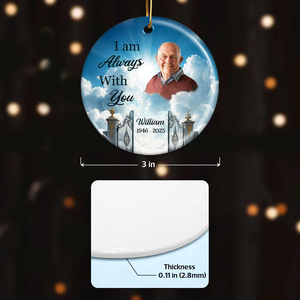 Golden Gate to Heaven Memorial Personalized Ceramic Ornament, Sympathy Remembrance Keepsake - Image 7