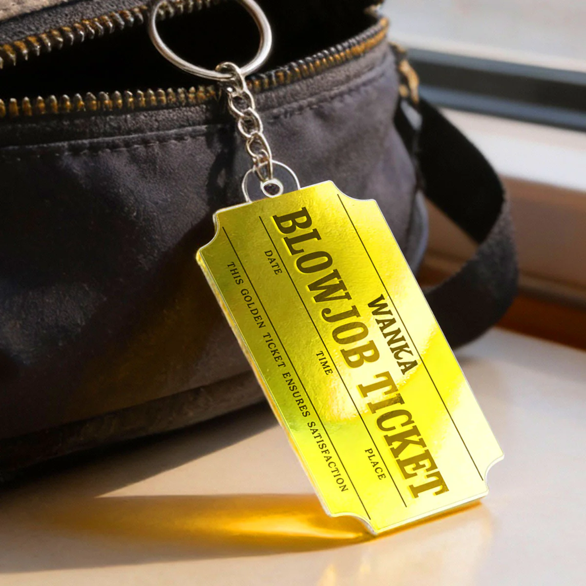 Golden Ticket Funny Valentine's Day Gift for him - Personalized Acrylic Keychain - Image 4
