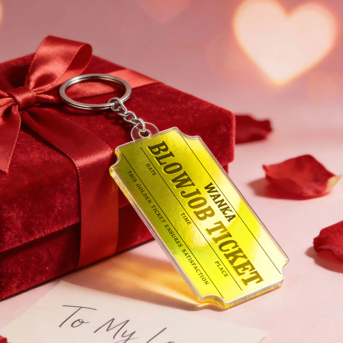 Golden Ticket Funny Valentine's Day Gift for him - Personalized Acrylic Keychain - Image 8