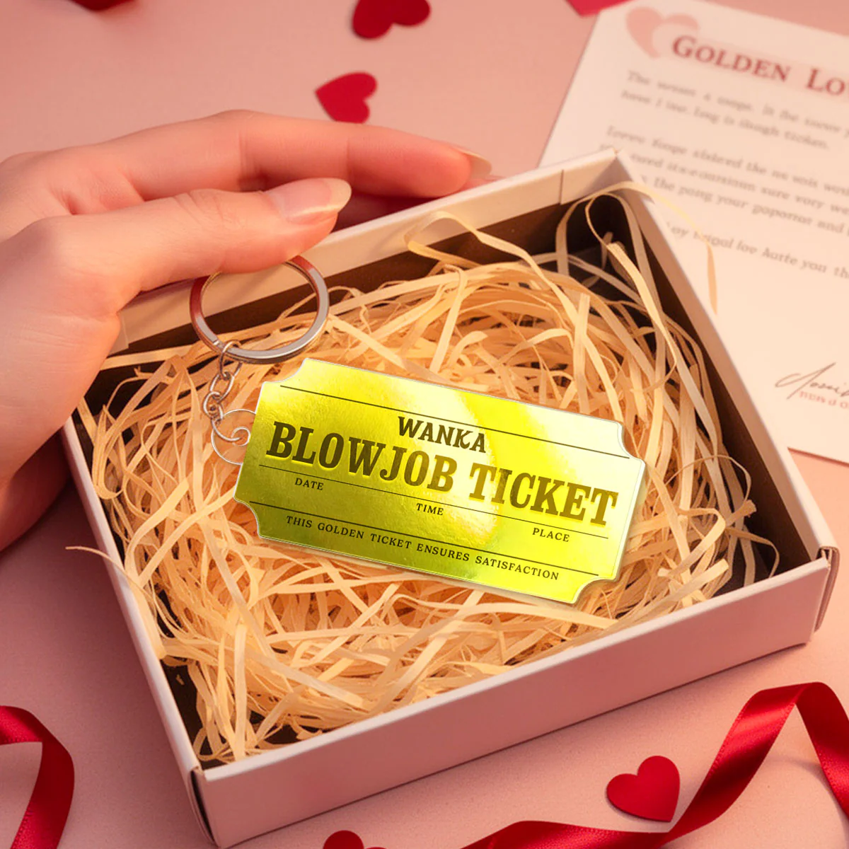 Golden Ticket Funny Valentine's Day Gift for him - Personalized Acrylic Keychain - Image 9