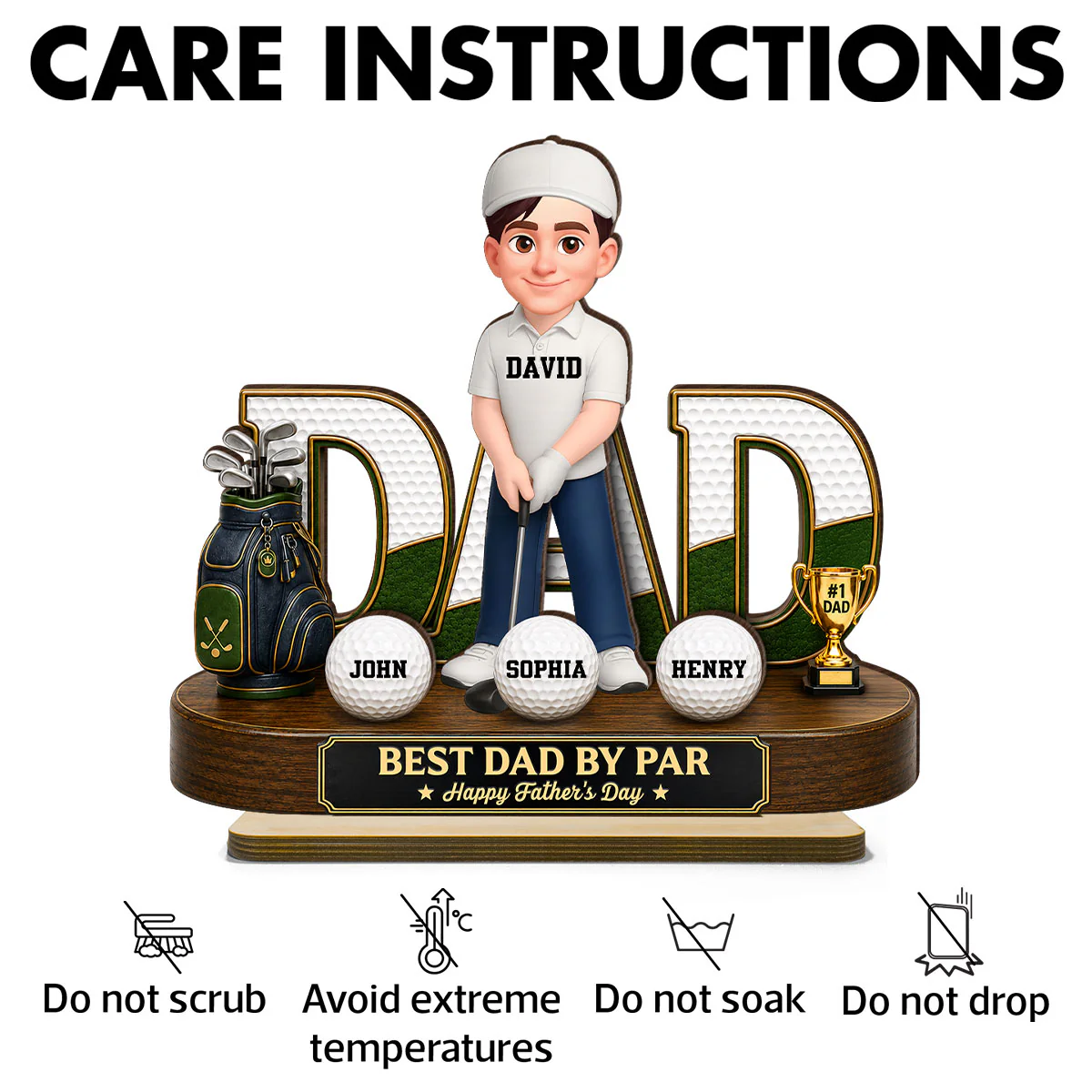 Golf Dad Legend Best Dad By Par - Personalized 2-Layered Wooden Plaque -  Gift For Dad - Image 11