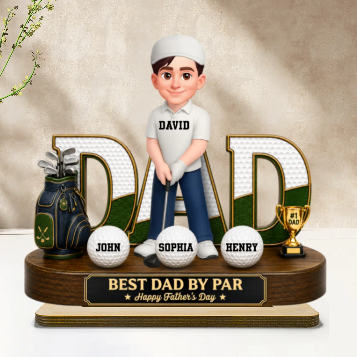 Golf Dad Legend Best Dad By Par - Personalized 2-Layered Wooden Plaque -  Gift For Dad - Image 12