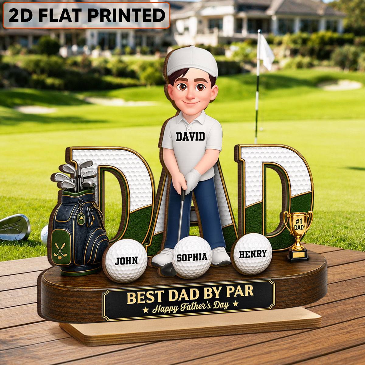 Golf Dad Legend Best Dad By Par - Personalized 2-Layered Wooden Plaque -  Gift For Dad - Image 2