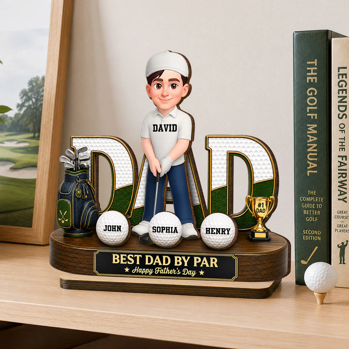 Golf Dad Legend Best Dad By Par - Personalized 2-Layered Wooden Plaque -  Gift For Dad - Image 3