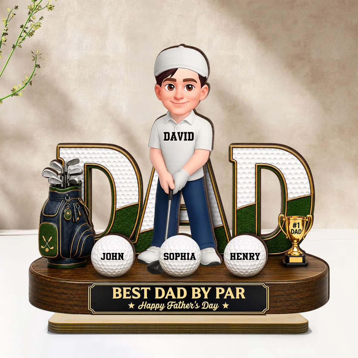 Golf Dad Legend Best Dad By Par - Personalized 2-Layered Wooden Plaque -  Gift For Dad - Image 9