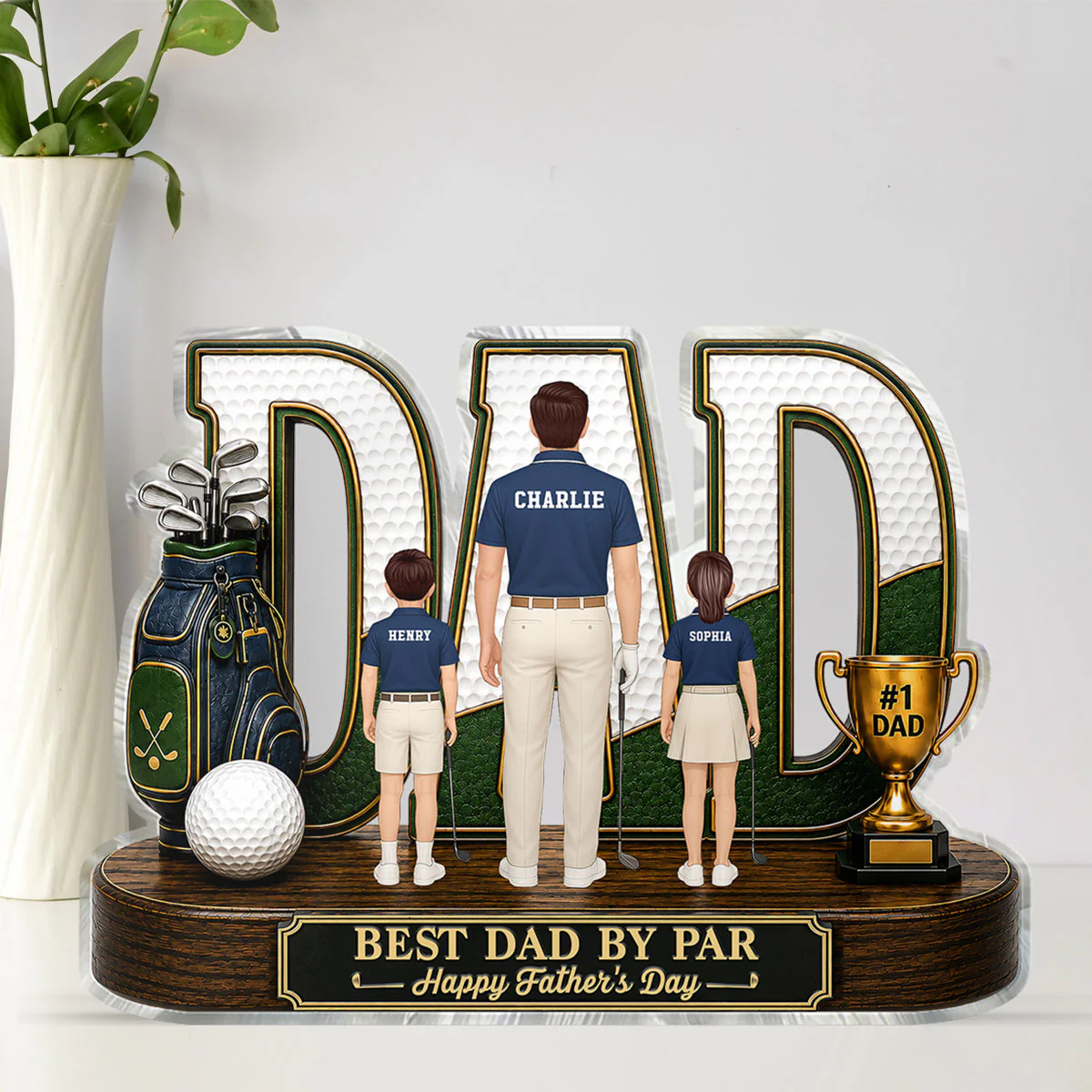 Golf Dad Legend Best Dad By Par - Personalized Acrylic Block Plaque - Unique Trending Gift For Dad