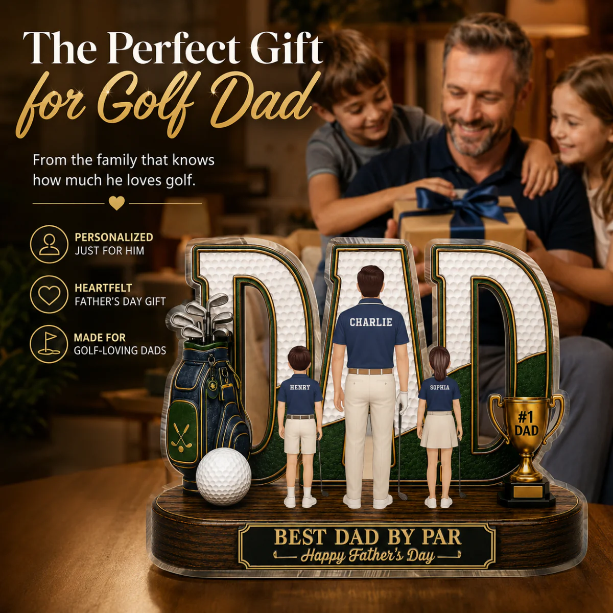 Golf Dad Legend Best Dad By Par - Personalized Acrylic Block Plaque - Unique Trending Gift For Dad - Image 6