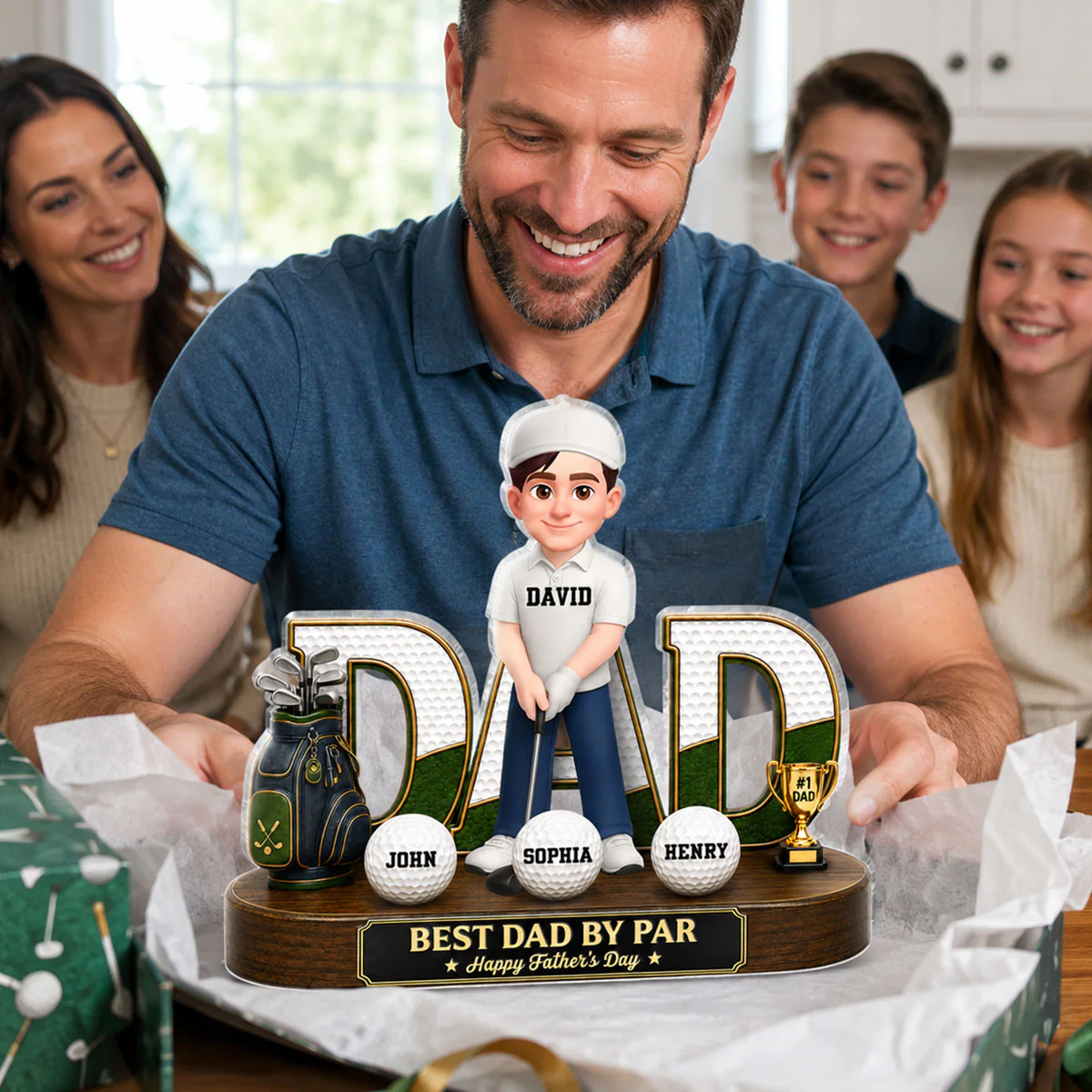 Golf Dad Legend Best Dad By Par - Personalized Acrylic Block Plaque - Father's Day Gift For Dad, Husband, Golfers - Image 6