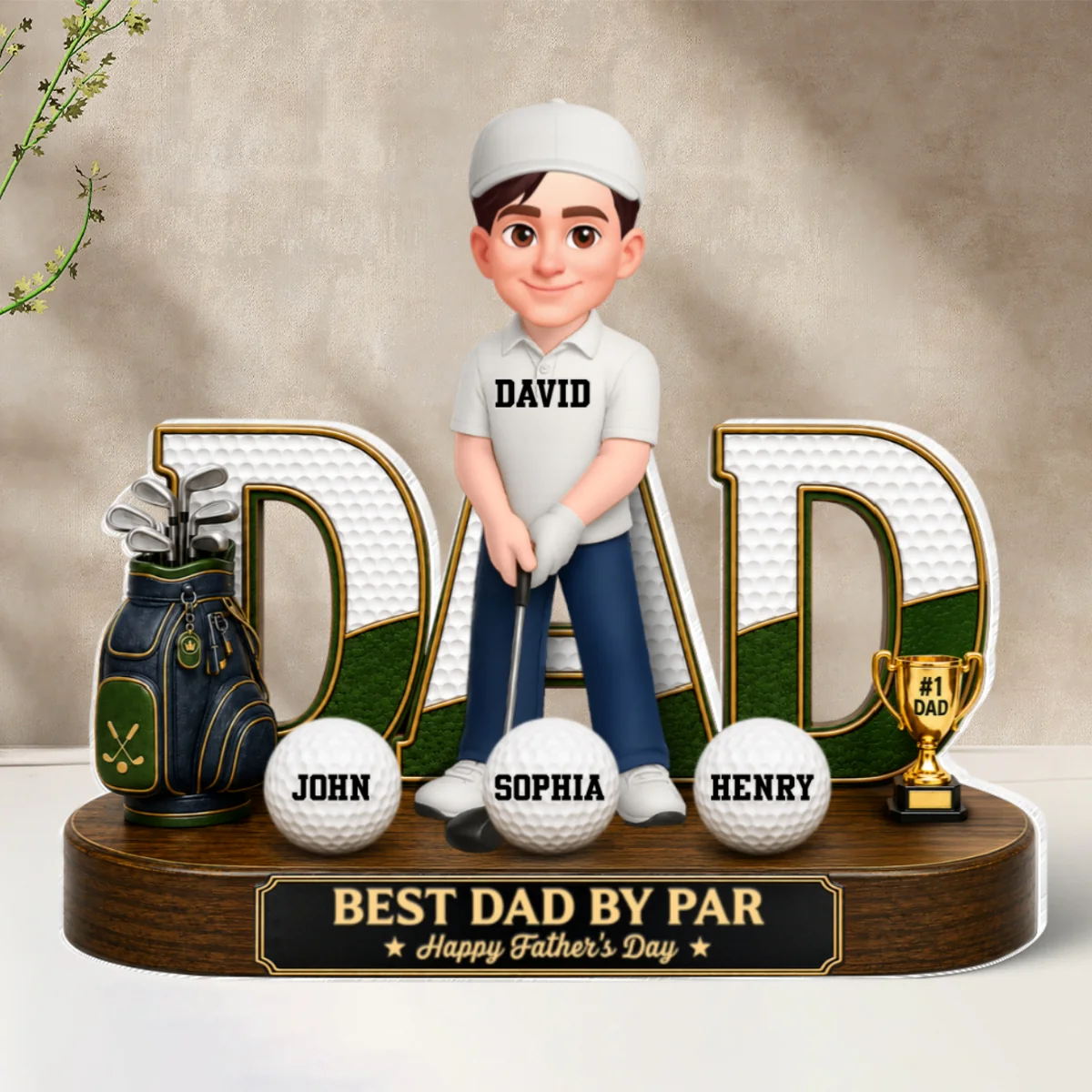 Golf Dad Legend Best Dad By Par - Personalized Acrylic Block Plaque - Father's Day Gift For Dad, Husband, Golfers - Image 8