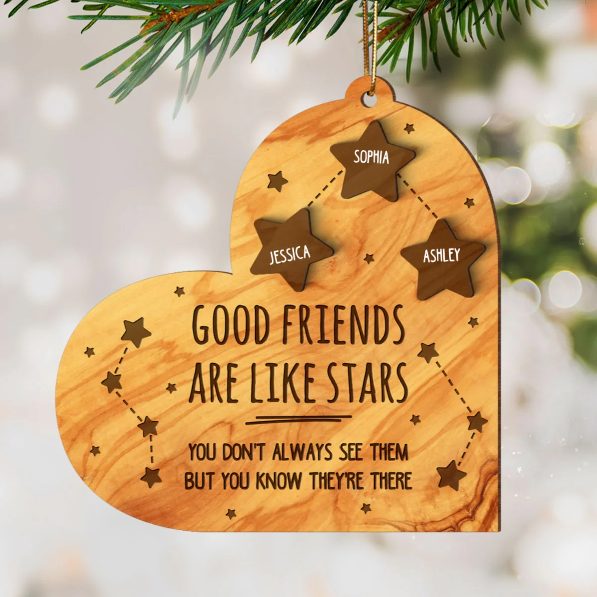 Good Friends Are Like Stars Personalized 2-Layer Wooden Ornament, Best Friends Gift - Image 8