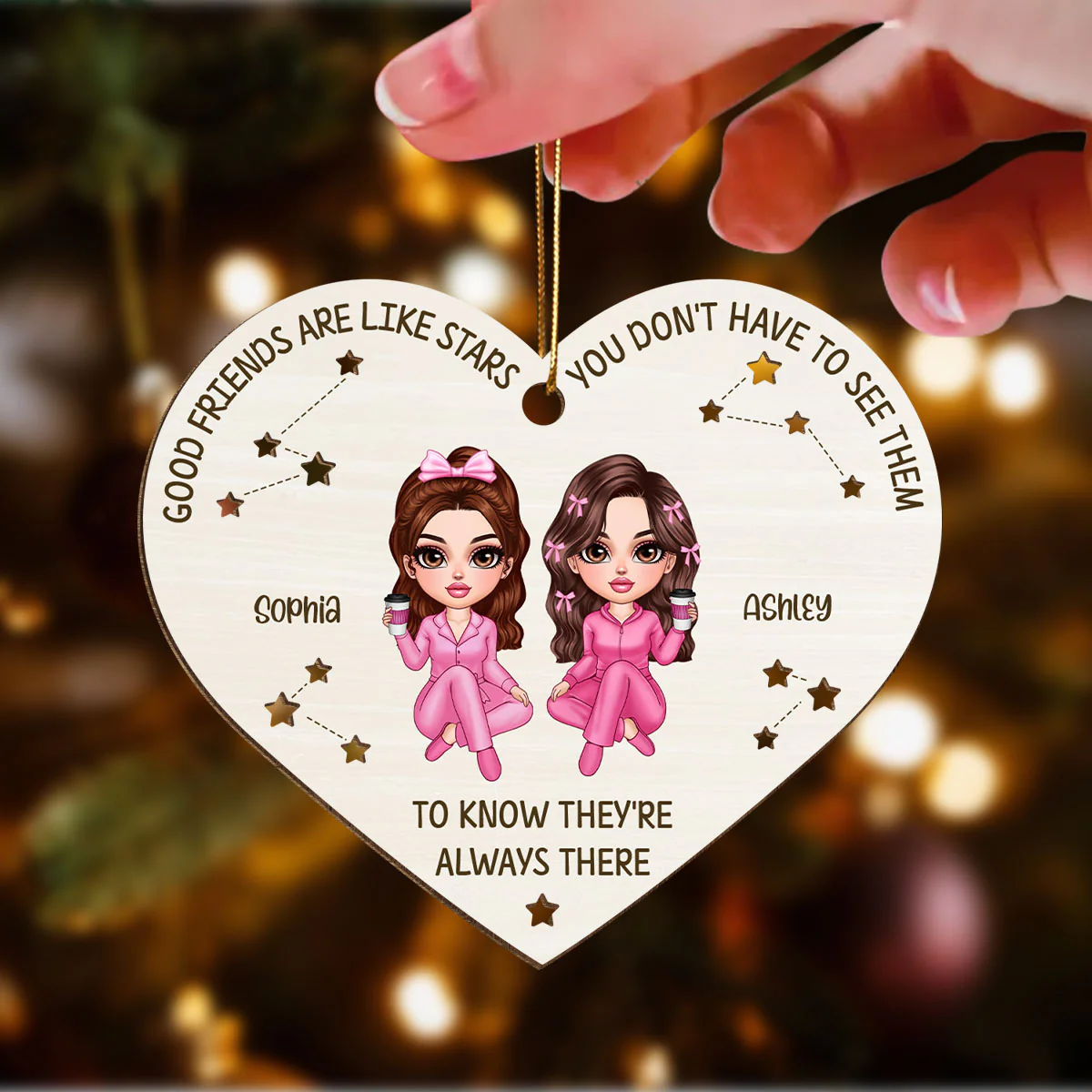 Good Friends Are Like Stars They're Always There Personalized Wooden Ornament, Best Friends Christmas Gift - Image 5