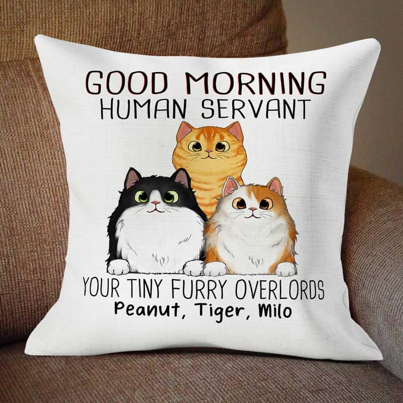 Good Morning Cat Human Servant Funny Gift For Cat Lovers Personalized Pillow - Image 3
