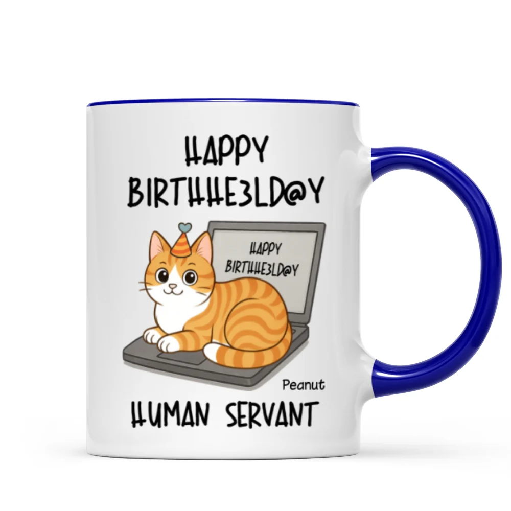 Good Morning Happy Father's Day Human Servant Funny Cats Sitting On Laptop Personalized Mug - Image 11