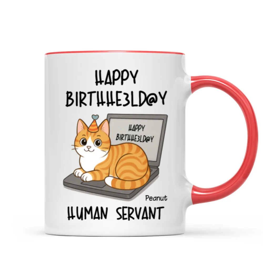 Good Morning Happy Father's Day Human Servant Funny Cats Sitting On Laptop Personalized Mug - Image 12