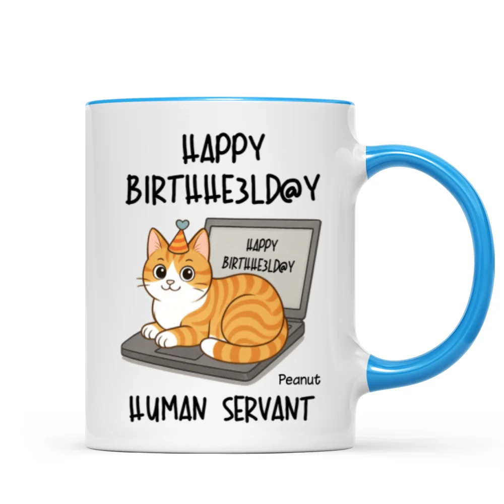 Good Morning Happy Father's Day Human Servant Funny Cats Sitting On Laptop Personalized Mug - Image 13