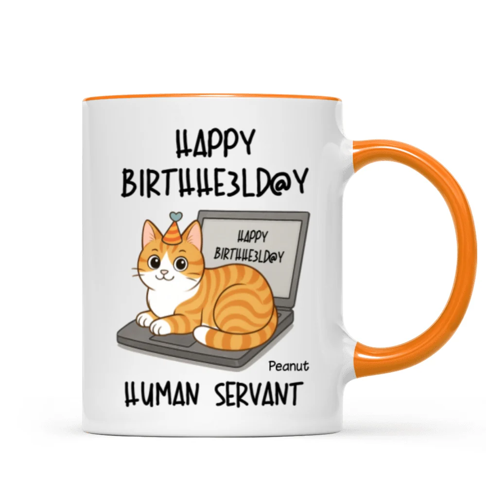 Good Morning Happy Father's Day Human Servant Funny Cats Sitting On Laptop Personalized Mug - Image 15