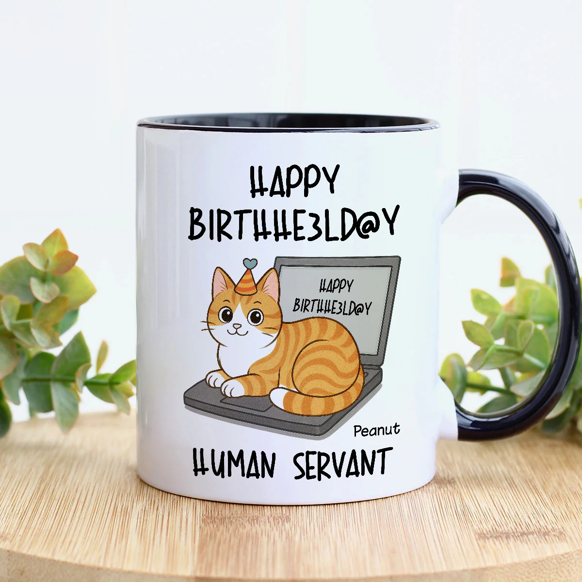 Good Morning Happy Father's Day Human Servant Funny Cats Sitting On Laptop Personalized Mug - Image 6