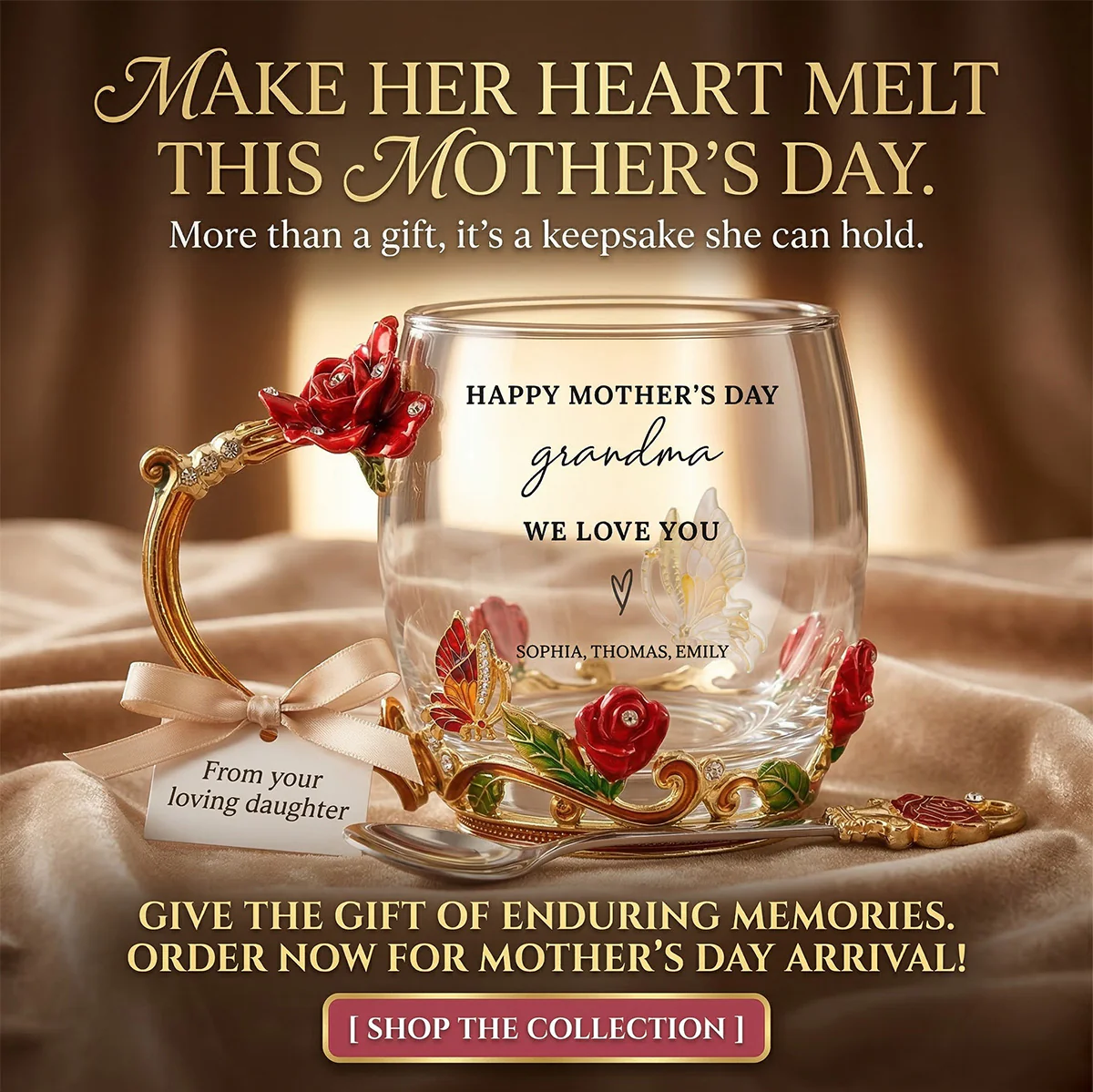 Good Morning Happy Mother's Day Grandma Mom - Personalized Enamel Flower Tea Cup - Gift For Grandma, Mom - Image 5